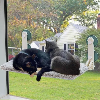 Produktbild von Famanu Katzenbett für Fenster, 60 x 30 cm, klappbar, grau