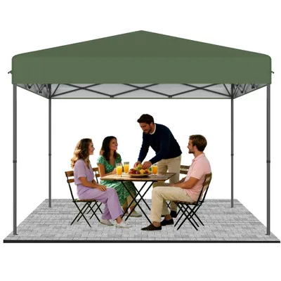 Produktbild von QEENTOE Faltpavillon 3x3m Pop-Up, Grün, Höhenverstellbar 240–260cm, Wasserdicht Winterfest UV-Schutz Stahlgestell für Garten Camping Hochzeit Innenhof