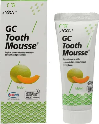 Image de GC Tooth Mousse Melon pour favoriser l'hygiène buccale, 40 g de gel
