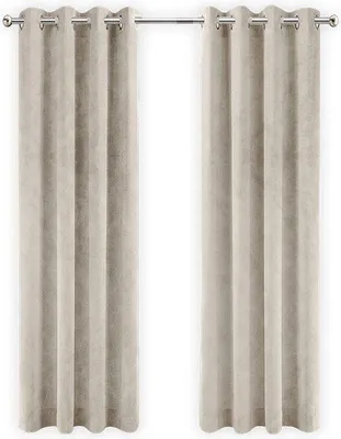 Produktbild von Unyqoos® Verdunkelnder Velours-Vorhang Beige 140x270 cm – Fertigvorhang mit Ösen, Samtoptik, 280 GSM, 1 Stück