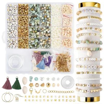 Productafbeelding van Set van 25 natuursteenparels - Parelset voor creatieve projecten