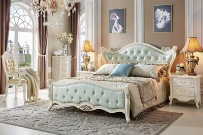 Produktbild von Design Schlafzimmer 5 tlg. Barock Rokoko Komplett Bett Nachttisch Kleiderschrank
