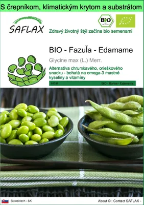Obrázok produktu pre SAFLAX Garden to go - BIO - Fazuľa - Edamame - Glycine max (L.) Merr. - 8 Semená - S črepníkom, klimatickým vekom a pestovateľským substrátom