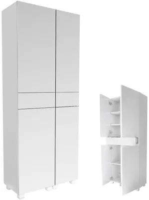Zdjęcie produktu dla słupek łazienkowy szafa do łazienki wiszący stojący biały mat 70cm (40+30)