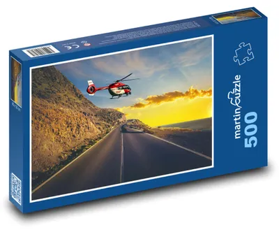 Obrázek produktu pro Puzzle 500 Vrtulník přistávající na silnici - martinpuzzle