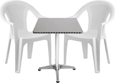 Produktbild von Bistrogarnitur 3-teilig Aluminium - Kunststoff Weiß