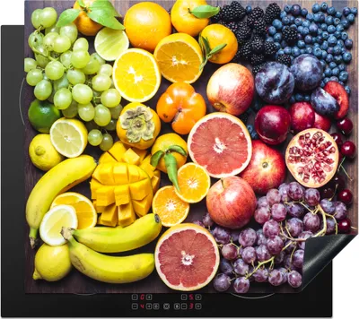 Produktbild von KitchenYeah© Herdabdeckplatte Obst - Regenbogen - Farben , 59x51cm, Küche Deko, Glaskeramikkochfeld Herdabdeckung, Abdeckplatte fùr Kochfeld
