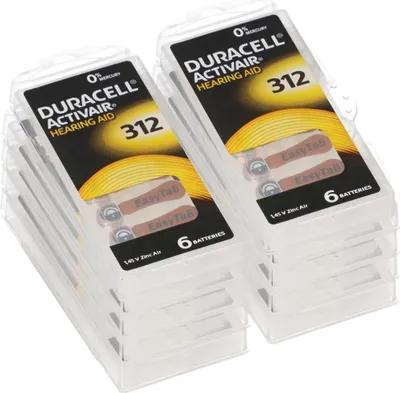 Produktbild von 60x Duracell Hörgerätebatterie DA312 Zn 1,4V Hearing Aid