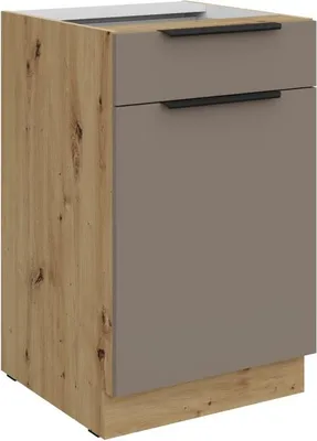 Obrázok produktu pre Dolná skrinka so šuplíkom LUNARA - šírka 50 cm, tmavo béžová / dub artisan