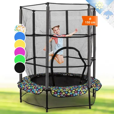 Produktbild von Klarfit Kinder Trampolin Indoor/Outdoor, Kleines Trampolin für Kinder ab 3 Jahre, Kindertrampolin Rutschfest, Kleinkind Trampolin mit Randabdeckung & Sicherheitsnetz, Trampolin Klein, ab 3-6 Jahre