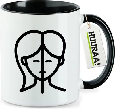 Produktbild von Huuraa Kaffeetasse Zwillinge Sternzeichen Symbol 330ml Schwarz Keramik Kaffeebecher Geschenkidee