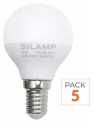 Produktbild von 5er-Pack – LED-Glühbirne E14 8 W 220 V G45 300° – Warmweiß 2300 K – 3500 K