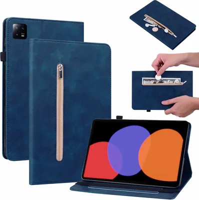 Obrázek produktu pro Pro Xiaomi Pad 6 / 6 Pro 11 – modré pouzdro na tablet z umělé kůže se zipem