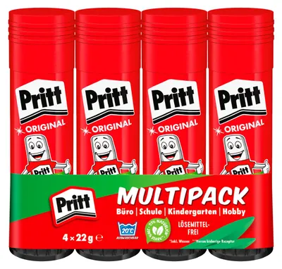 Produktbild von Pritt Klebestifte Sparpack 4 Stück Kleber Set für Schule Büro Basteln