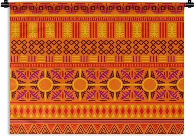 Produktbild von MuchoWow® Wandteppich Wandbehang Muster - Orange - Sonne 60x45 cm Tapisserie Dekoration Wandtuch - Das Schlafzimmer