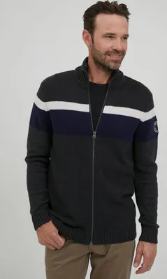 Produktbild von FQ1924 FQEdvard Herren Strickjacke Cardigan Grobstrick mit Stehkragen