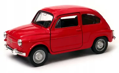 Produktbild von Welly Fiat 600 Old Timer Metallmodellauto rot 1:32