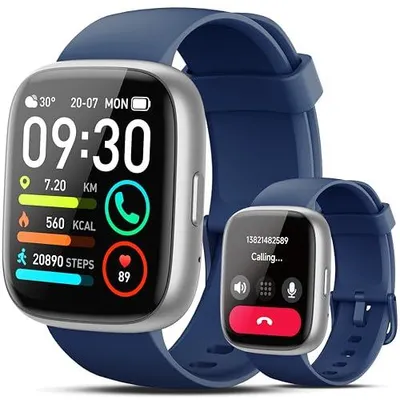 Produktbild von Smartwatch Herren Damen, 1.83" Smart Watch mit Alexa/Bluetooth Anrufen, 120+Sportmodi Fitnessuhr mit Herzfrequenz/Schlafmonitor/Schrittzähler, IP68 Wasserdicht Fitness Tracker Sportuhr für Android iOS