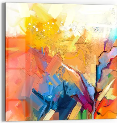 Produktbild von DEQORI Glasbild Echtglas 30x30 cm 'Farbenreiches Ölgemälde' Wandbild Bild modern Deko