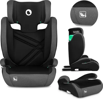Obrázek produktu pro Lionelo Hugo I-Size Dětská autosedačka od 4 do 12 let, od 15 kg do 36 kg, (sada), i-Size / ISOFIX nebo pásy auta / 15-36 kg - Černá šedá
