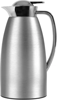 Productafbeelding van Ibenzoa® Thermoskan 1 liter – geborsteld roestvrij staal met glazen binnenkan, isolerende kan voor koffie en thee
