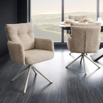 Produktbild von riess-ambiente Drehstuhl BIG GEORGE champagner beige Strukturstoff Taschenfederkern Metall