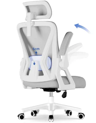 Produktbild von Marodic Bürostuhl Ergonomisch Schreibtischstuhl mit Verstellbarer Kopfstütze, Armlehnen, Lendenwirbelstütze Drehstuhl Chefsessel bis zu 150 kg Grau