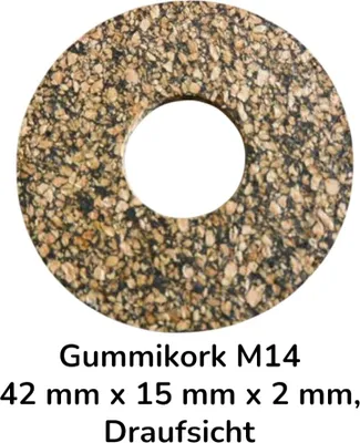 Produktbild von 100 Stück Gummikork M14 42 mm x 15 mm x 2 mm