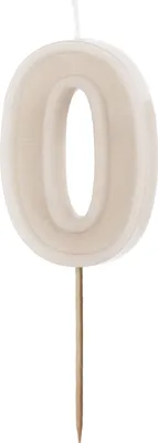 Produktbild von Geburtstagskerze Zahl 0, beige, 6 cm