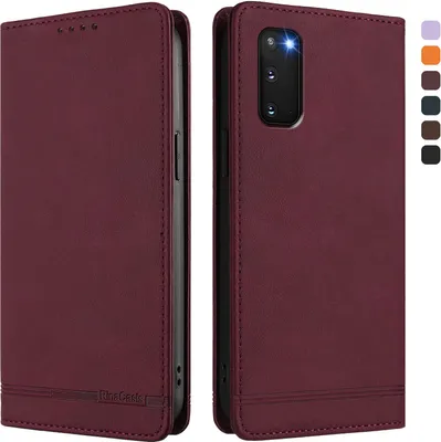 Produktbild von Hülle für Samsung Galaxy S20 FE 5G, Retro Kunstleder Ständer Klapphülle mit Kartenfächer und Magnetische Rot
