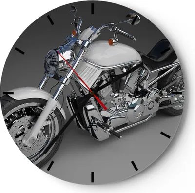 Produktbild von Wanduhr - Rund - Glasuhr - Motorrad Geschwindigkeit Motor - 30x30cm - Schleichendes Uhrwerk - Lautlos - zum Aufhängen bereit - Dekoration Modern - Wanddekoration aus Glas - C3AR30x30-0516