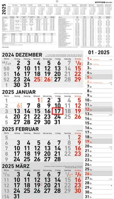 Produktbild von 4-Monatskalender Kombi 2025 - Büro-Kalender 33x45 cm (geöffnet) - mit Datumsschieber - Zettler - 961-0011