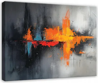 Produktbild von Leinwandbild Wandbild Abstrakt Grau Schwarz - 100x70 cm - Leinwandbilder Wandbilder XXL Wanddekoration Design Wohnzimmer Schlafzimmer Flur Büro Küche