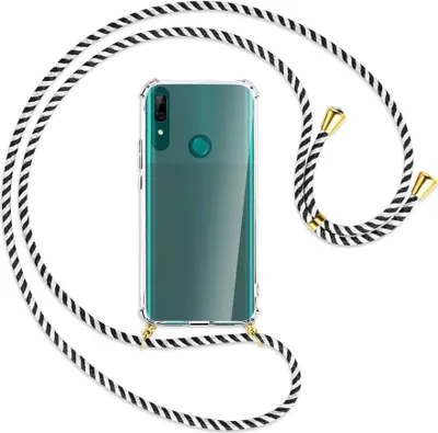 Produktbild von Handykette Backcover-Schutzhülle mit Band (Metall goldfarben) für Huawei P Smart Z - schwarz/weiß gestreift