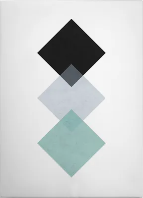 Produktbild von Leinwandbild Grafik 70 x 50 cm - Wandbild Blau Grau - Keilrahmen Geometrisch Wohnzimmerdeko Wanddeko Wandgemälde