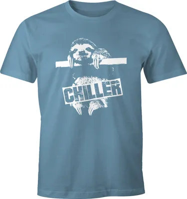 Produktbild von Lustiges Herren T-Shirt Faultier Born Chiller Sloth Fun Shirt Moonworks® stone blue XL