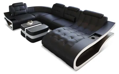 Produktbild von Mini Leder Wohnlandschaft Elegante U-Form