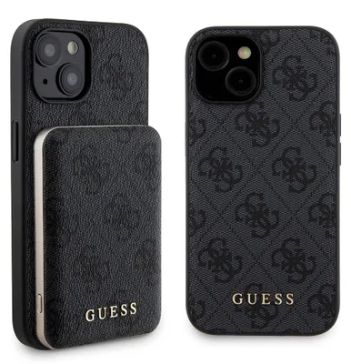 Obrázek produktu pro Guess Bundle Pack MagSafe 4G Metal Gold Logo - sada pouzdra + Power Bank 5000mAh MagSafe iPhone 15 (černá)