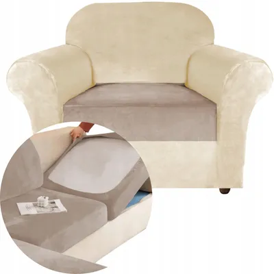 Produktbild von Sofa Sitzkissenbezug - Beige - 60-95cm - Stretch Husse - Polsterbezug für Sofa Sitzfläche