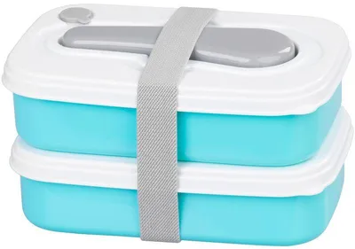 Zdjęcie produktu dla Pojemnik na lunch MagicHome, prostokątny, 1 l, z widelcem/łyżką, 2-częściowy, 20,8 x 13,5 x 12,4 cm