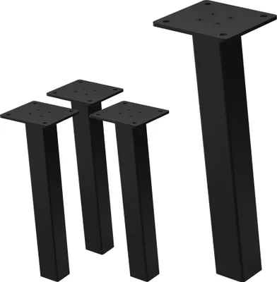 Obrázok produktu pre ML-Design sada 4 šikmých stolových nôh / podnoží lavíc, 30 cm, lesklá čierna, z ocele s práškovým nástrekom, hranatá, profil 4x4 cm, tvar I, sklon 96°