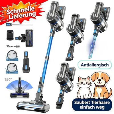 Produktbild von Grenintol Akku Staubsauger kabellos, 6-in-1 Hand-und Stielstaubsauger, bis zu 65000 Pa Saugleistung, bis zu 60 Minuten Laufzeit, beutellos