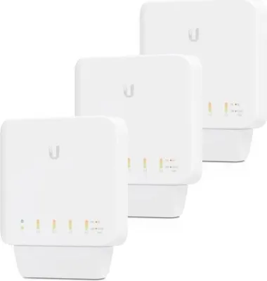 Produktbild von Ubiquiti UniFi Switch Flex (3-pack), Managed, L2, Gigabit Ethernet (10/100/1000), Vollduplex, Power over Ethernet (PoE), Wandmontage