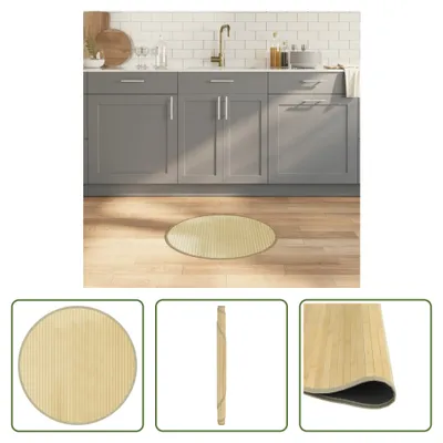 Produktbild von The Living Store Teppich Rund Hell Natur 60 cm Bambus