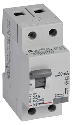 Image de Legrand Disjoncteur différentiel 25A, 30mA Disjoncteur différentiel, RCD, 2 pôles - 25A / 30mA, 402036
