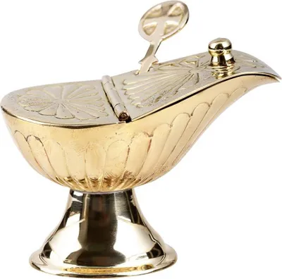 Produktbild von Schiffchen mit Löffel Höhe 8cm Länge 11cm Messing Gold Weihrauchschiffchen 3304