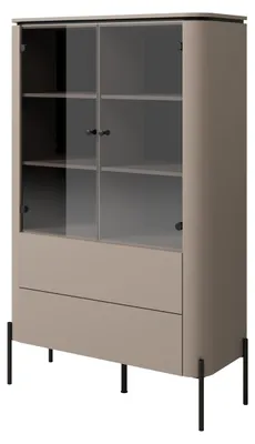 Produktbild von Masseno Vitrinenschrank BELVIO 160 x 98 cm Modern Wohnzimmer Vitrine, Beige