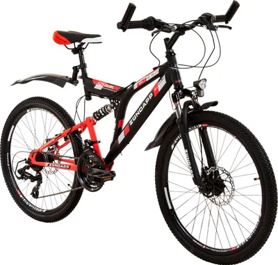 Produktbild von Zündapp Blue 5.0 24 Zoll Fully Mountainbike Full Suspension MTB Fahrrad 24', Farbe:schwarz/rot, Radgröße:24 Zoll