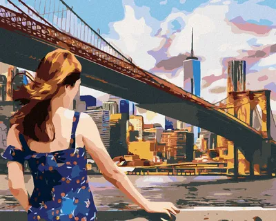 Produktbild von Zuty - Malen nach Zahlen - FRAU AN DER BROOKLYN BRIDGE IN NEW YORK, 40x50 cm, ohne Keilrahmen