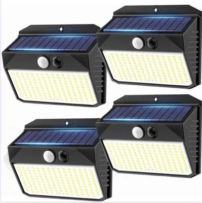 Produktbild von Solarleuchten Außen mit Bewegungsmelder - 4 Stücke, 150 LED, 3 Modi, IP65, Garten & Garage